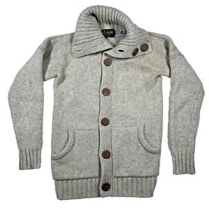 Vintage Leroy Knit Button Up Wool Cardigan Cowl Neck Sweater Men's S Preppy Acad